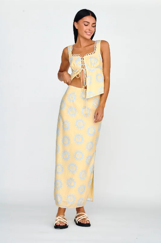 Sun Days Midi Skirt Sun Lemon denim skirt classic