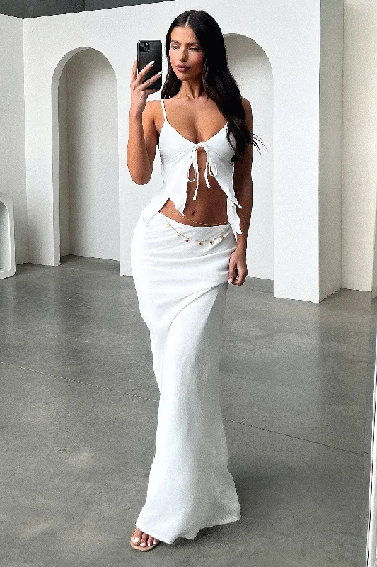 Swansen Maxi Skirt - White patchwork skirt art