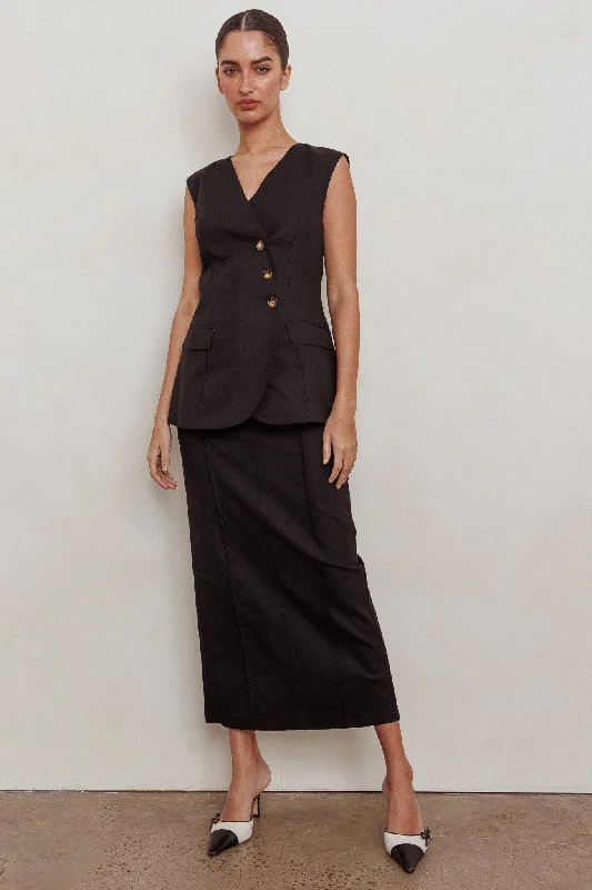 Sweet Treat Column Maxi Skirt Black summer skirt style