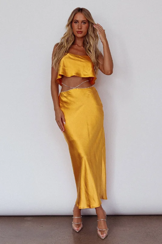 Tahni Diamante Chain Maxi Skirt Mango denim skirt durable