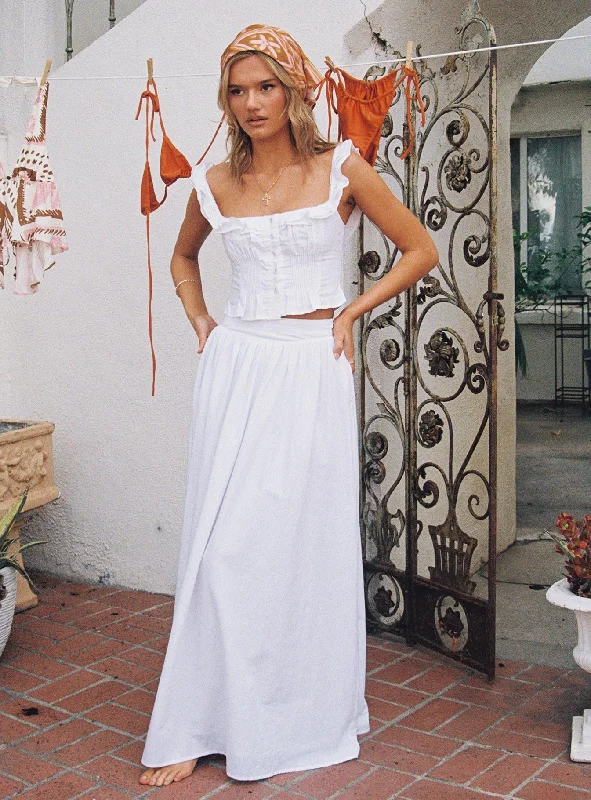 Valerio Maxi Skirt White velvet skirt rich