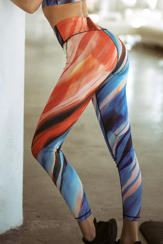 Vivid and Vibrant Active Watercolor Leggings Classic Solid Color Leggings