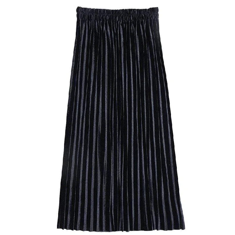 Women' Ankle-Length Suede Pleated Skirts corduroy skirt cozy
