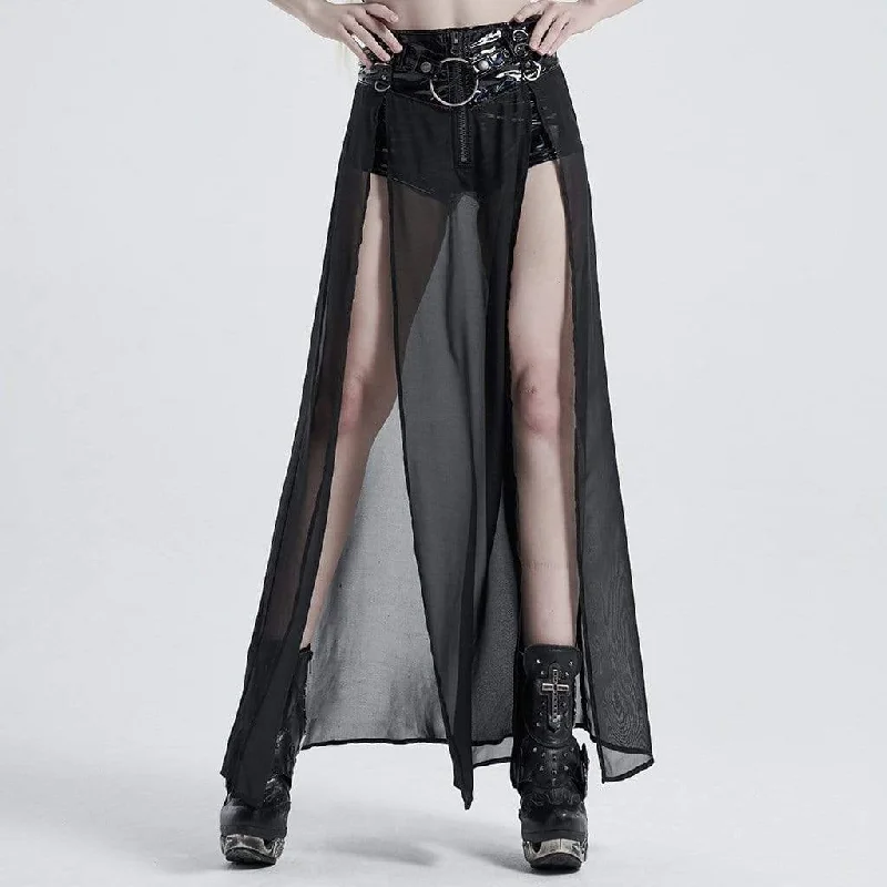 Women's Gothic Faux Leather Shorts With Overskirts wool skirt thick