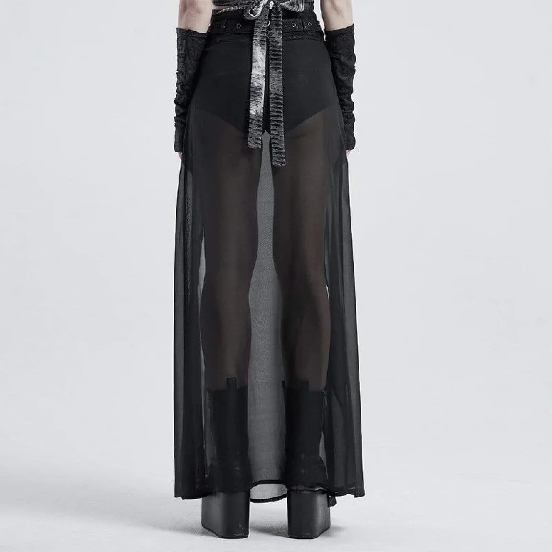 Women's Gothic Front Zip Shorts With Overskirts chiffon skirt delicate