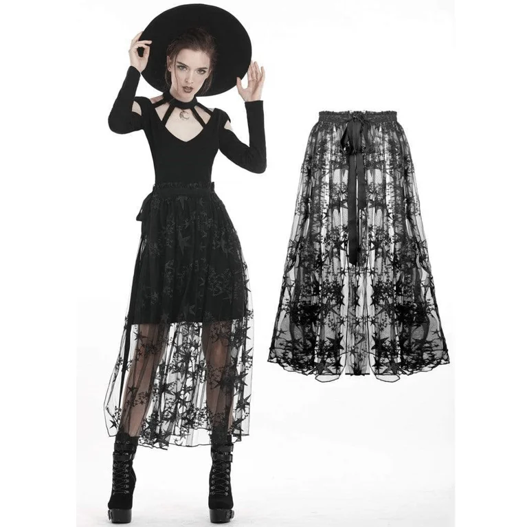 Women's Star Mesh Sheer Decorated Skirts cashmere skirt soft