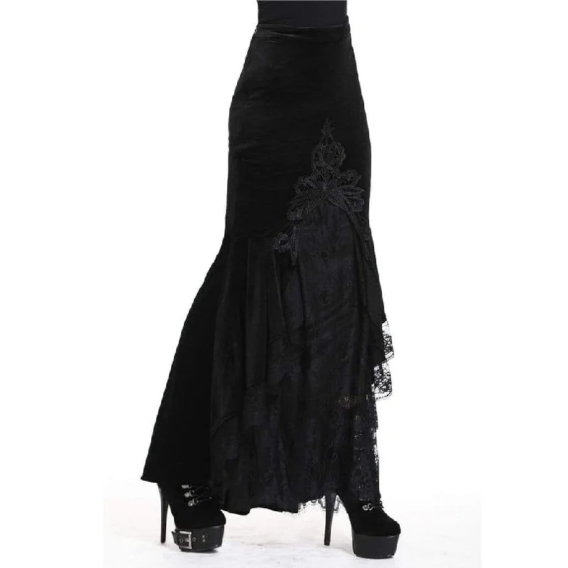 Women's Velour and Lace Goth mermaid Skirt lace skirt elegant