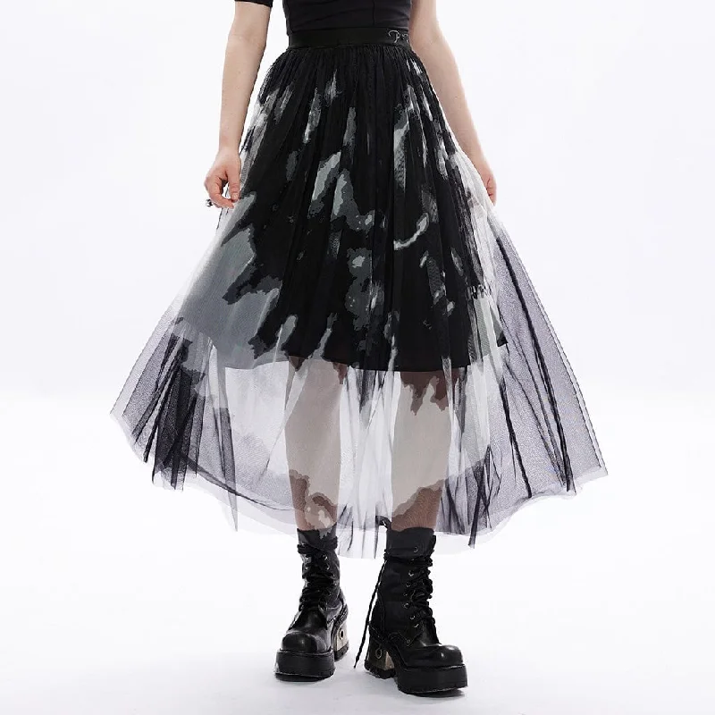 Women's Vintage Floral Sheer Mesh Maxi Skirt cashmere skirt soft