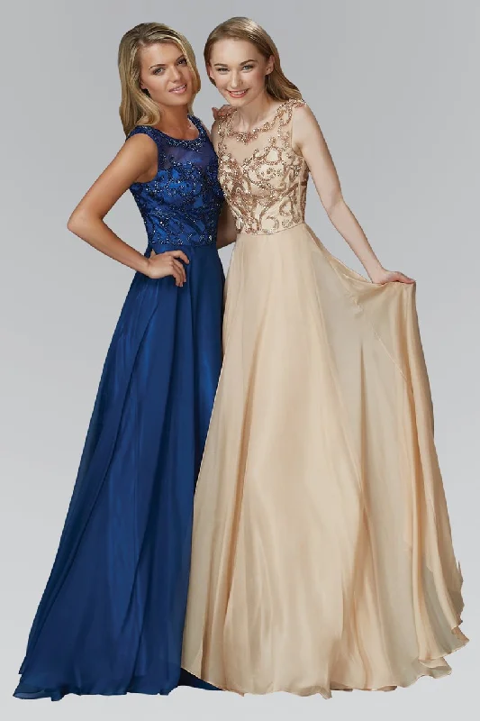 Elizabeth K - GL2106 Beaded Scoop Neck A-Line Gown
