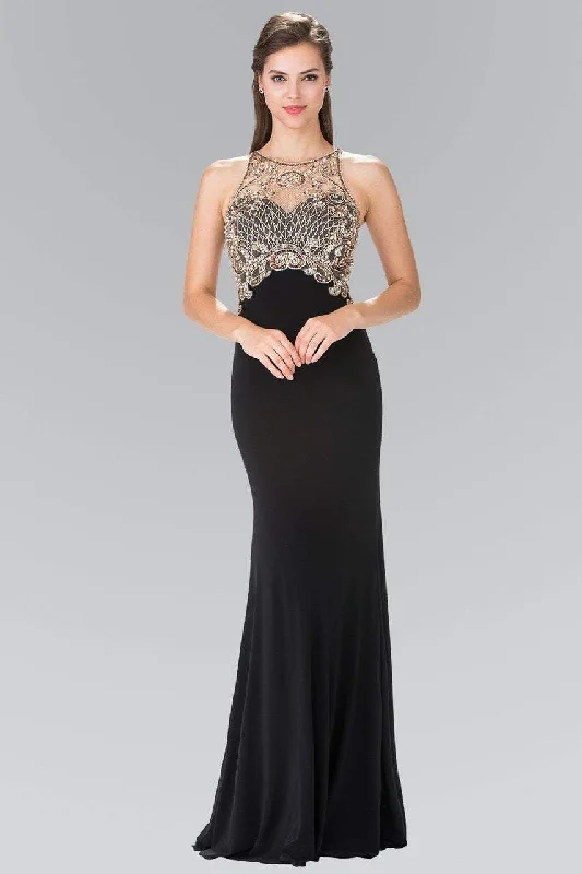 Elizabeth K - GL1303 Gilded Illusion Lattice Sheath Gown