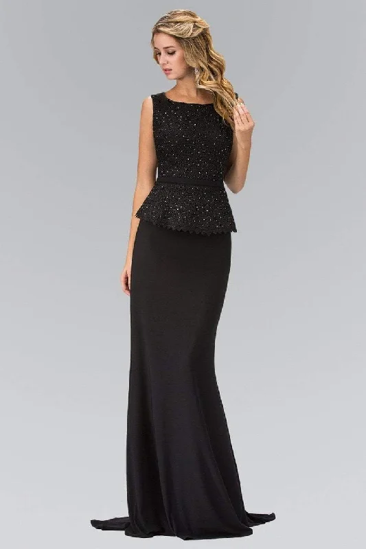 Elizabeth K - GL1422 Laced Bateau Neck Gown