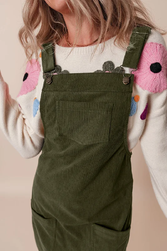 Green Corduroy Jumper Dress