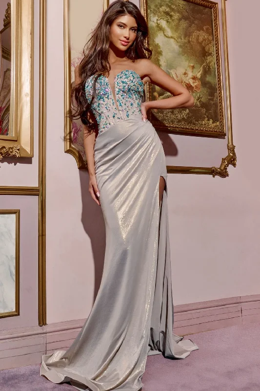 Jovani D5076 Long Glitter Beaded Formal Prom Dress
