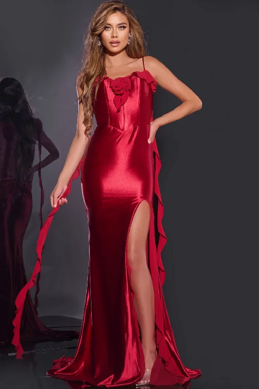 Jovani D5078 Mermaid Long Formal High Slit Prom Dress