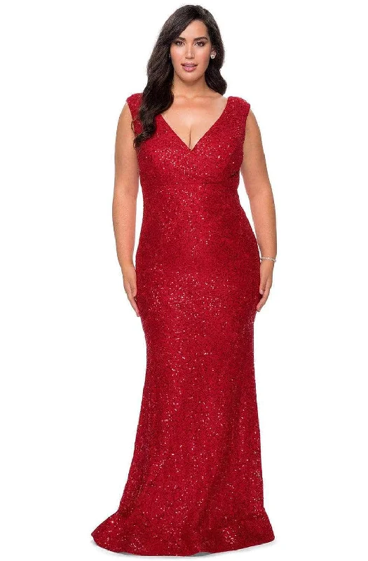 La Femme - Beaded Lace Evening Gown 28837SC