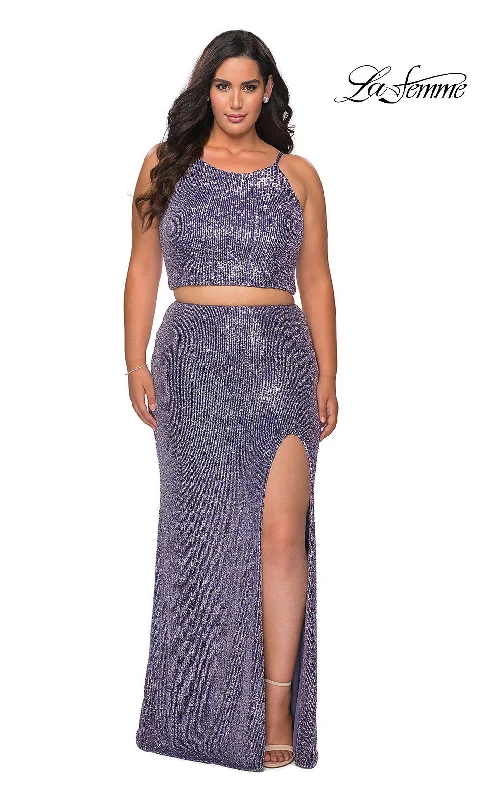 Plus-Size Two-Piece Sequin La Femme Prom Dress