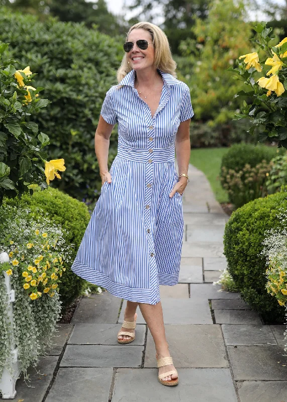 Milan Dress - Blue Stripe
