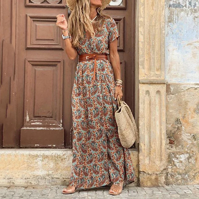 V Neck Lace Up Slimming Dress