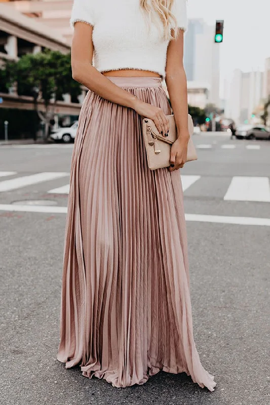 For Eternity Pleated Maxi Skirt linen skirt light