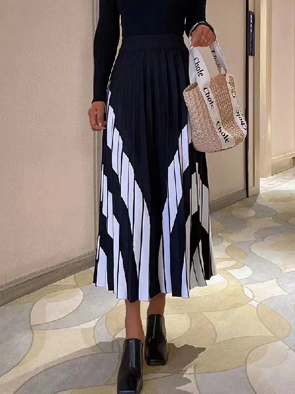 Women's Skirts Diagonal Stripes Knitted Long Skirt maxi skirt elegant