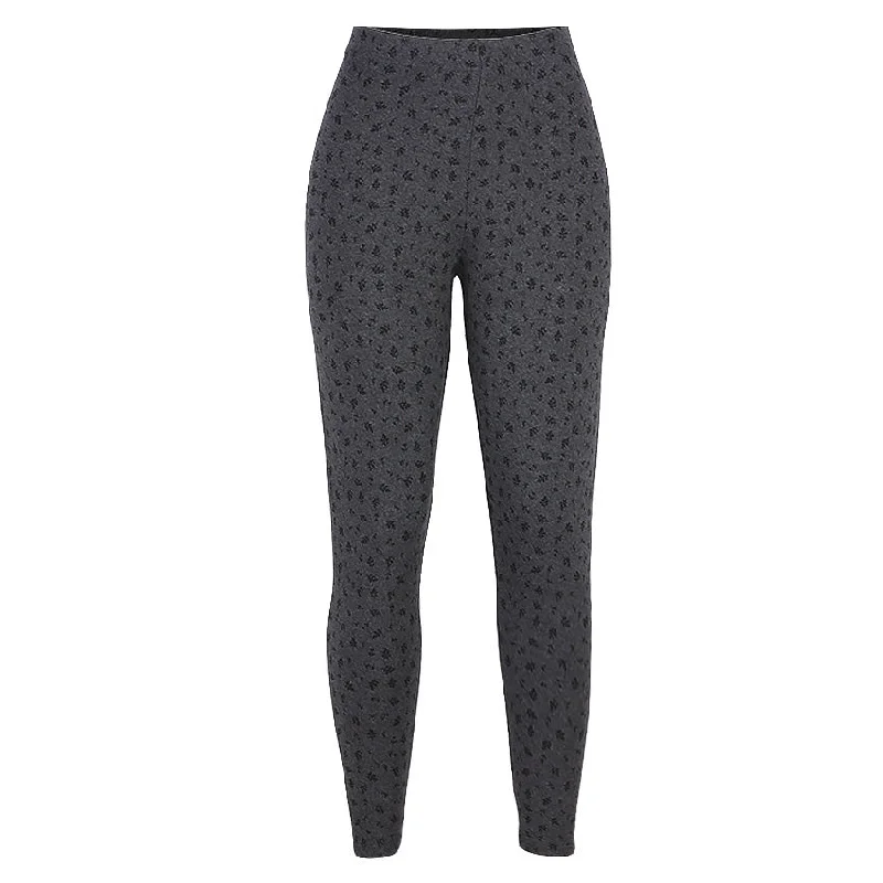 REDTAG Women's Dark Grey Leggings Fashionable Leather-Look Leggings