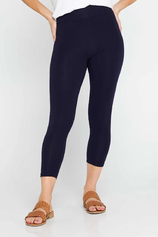 Bamboo 3/4 Leggings - Navy Stylish Yoga Leggings
