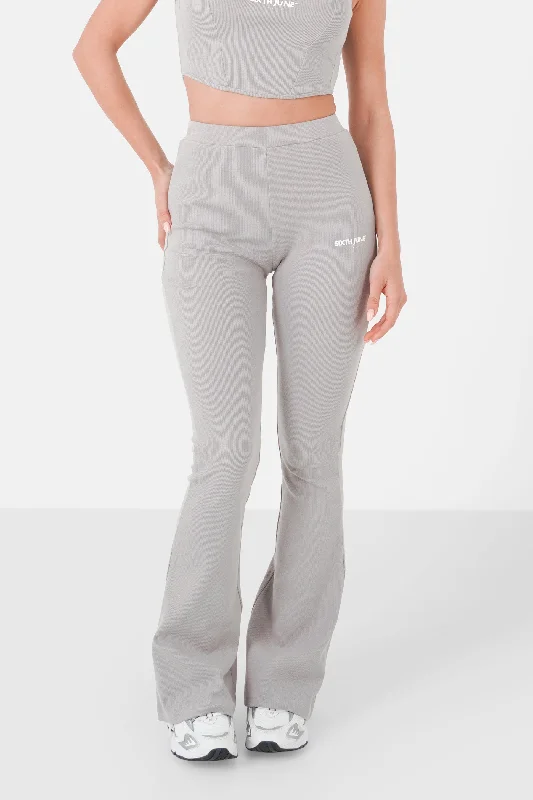 Legging flare logo Gris Stylish Faux Leather Leggings
