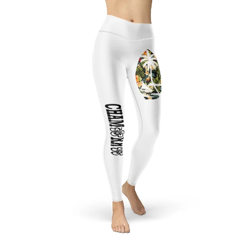 Floral Guam Cut & Sew Sport Leggings Casual Slim-Fit Leggings