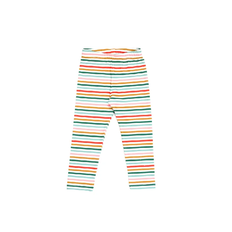Classic Leggings - Holiday Stripe Trendy Color Block Leggings