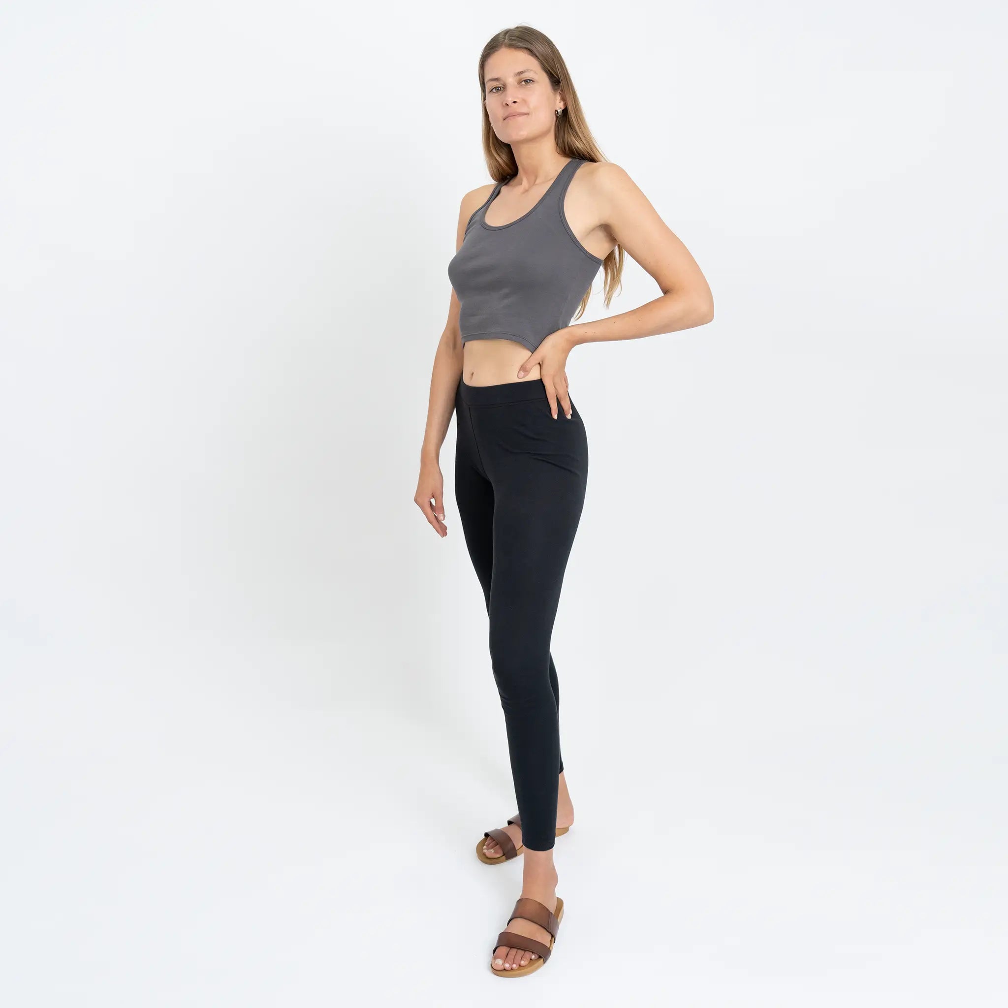 Mix 2 Pack - Women's Organic Pima Cotton Short Tank & Leggings Fashionable Printed Legging Pants