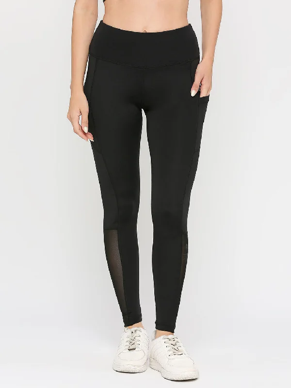 Women's Sports Leggings - Black Stylish Pockets Active Leggings