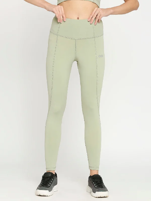Women's Sports Leggings - Green Comfortable Slip-On Leggings