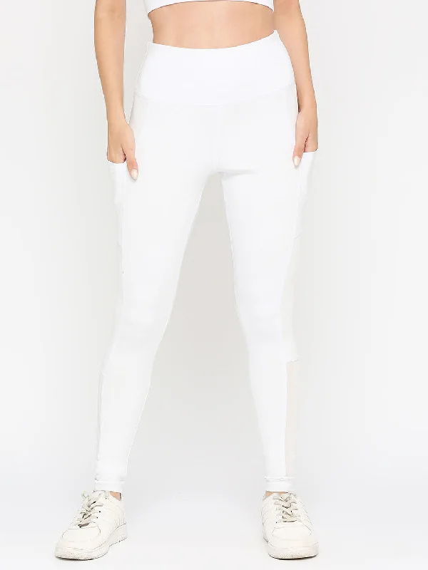 Women's Sports Leggings - White Trendy Polka Dot Leggings