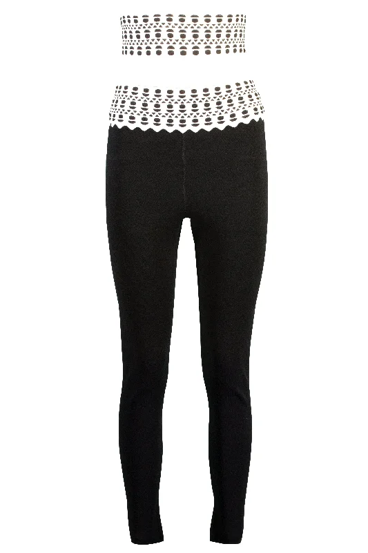 Leggings With Vienne Belt Elegant Embellished Leggings