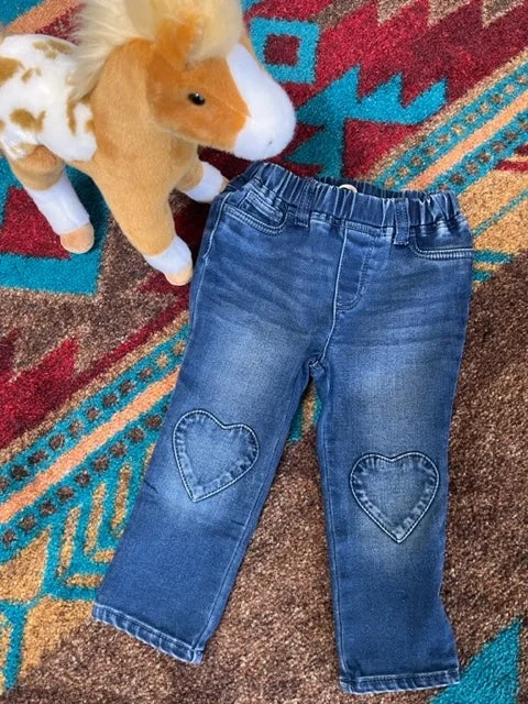 Brodie Infants Denim Heart Patch Leggings Trendy Seamless Fit Leggings