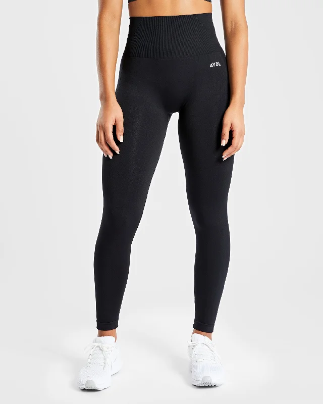 Empower Seamless Leggings - Black Comfortable Zip-Up Leggings