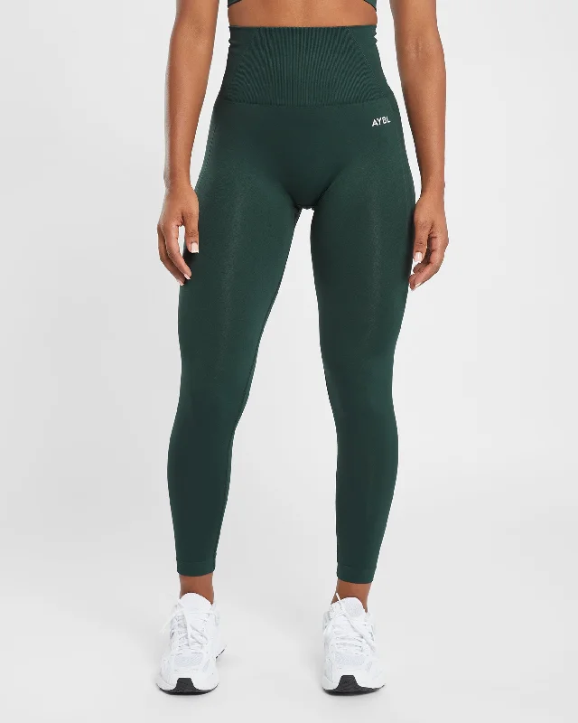Empower Seamless Leggings - Dark Green Comfortable Tummy Shaping Leggings