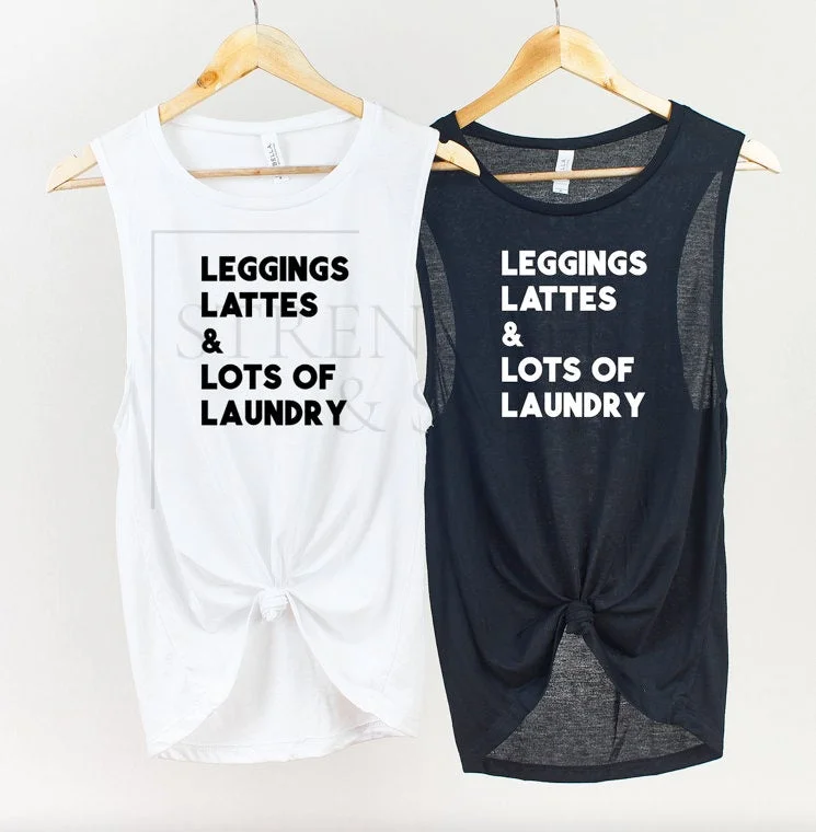 Leggings Lattes and Laundry Muscle Tank Trendy Sweat-Wicking Workout Leggings