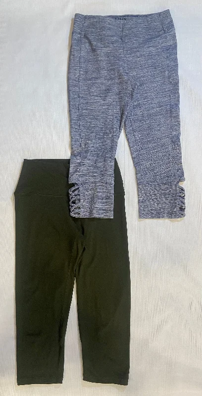 Lot of 2-Women’s Athletic Legging Capri’s Sizes Small NWT (Green, Gray) Comfortable Slip-On Compression Leggings