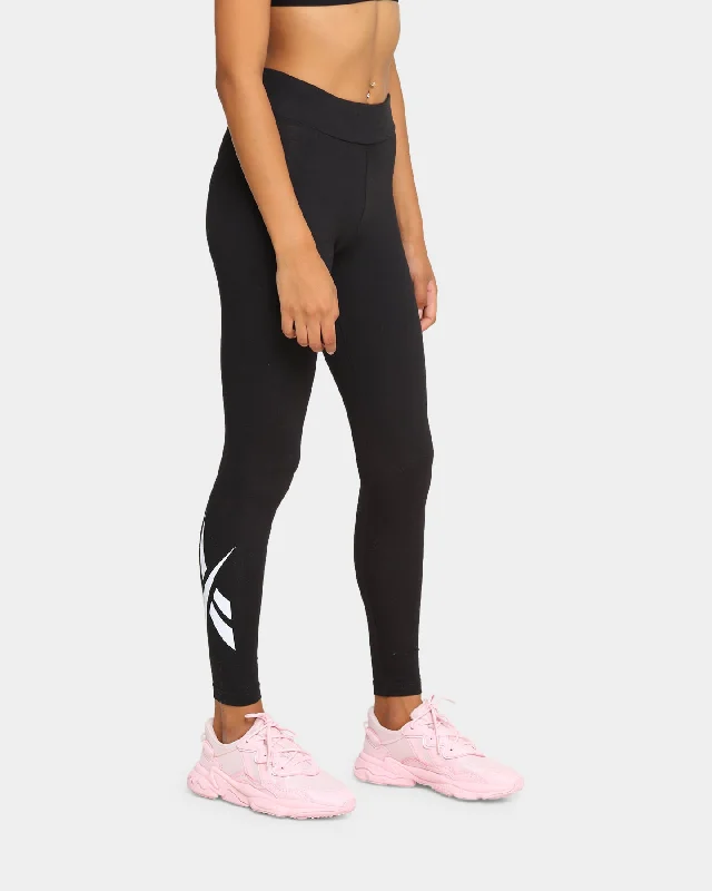 Reebok Women's Vector Leggings Black/White Cozy Lounge Pants Leggings