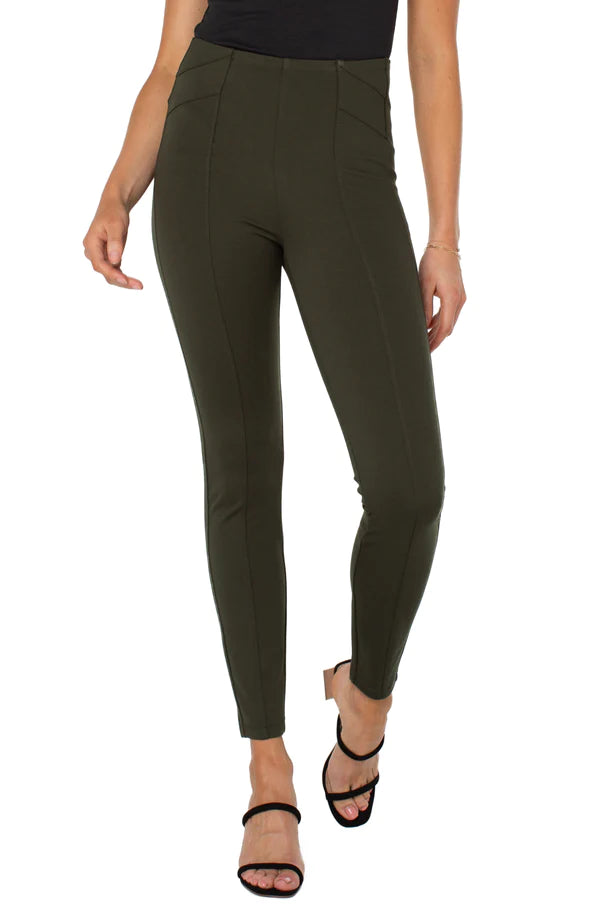 Liverpool Reese Seamed Pull-On Legging Olive Branch Comfortable Tummy Shaping Leggings