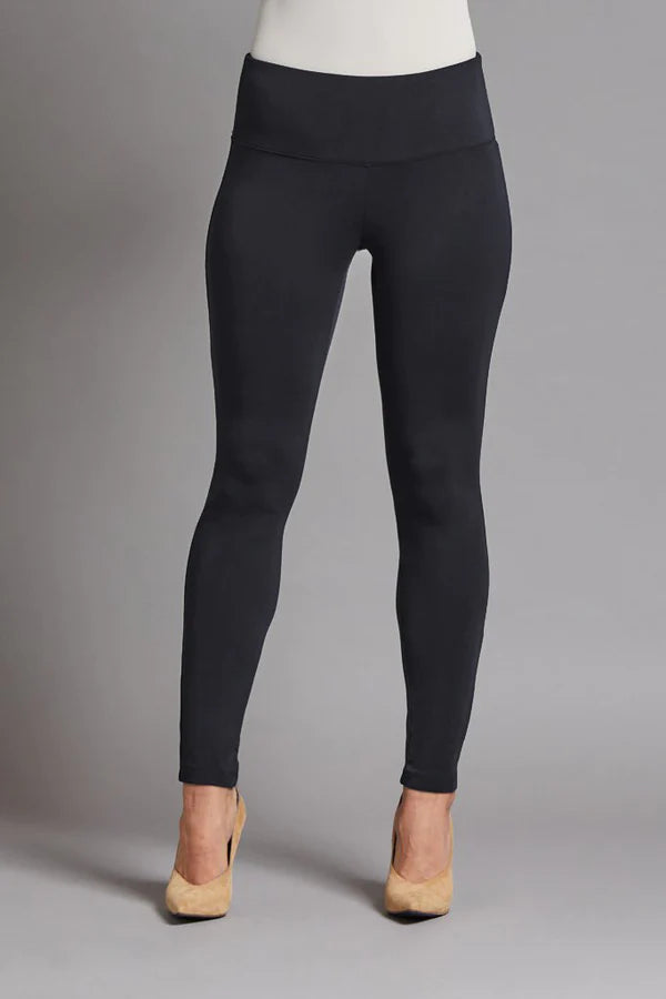 Slimsation Wide Band Pull-On Ankle Legging Black Fashionable Solid Color Tights