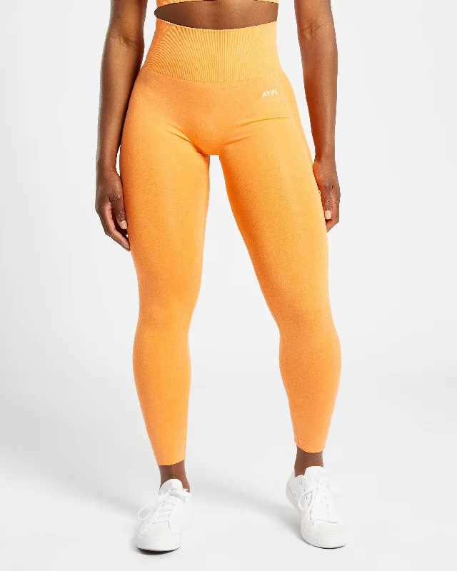 Empower Seamless Leggings - Orange Marl Cozy Mid-Rise Workout Leggings