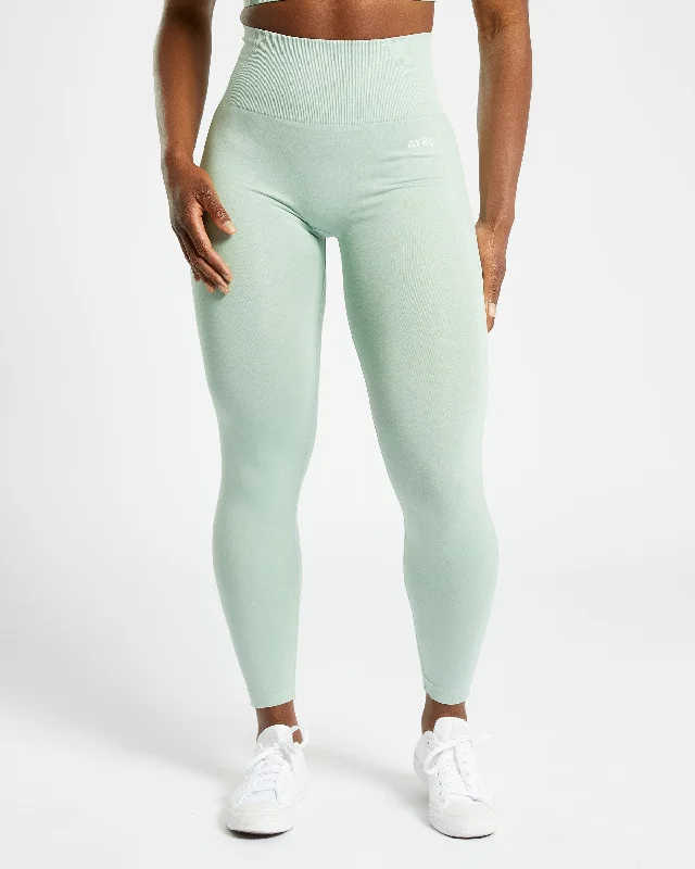 Empower Seamless Leggings - Spring Green Marl Trendy Cut-Out Activewear Leggings