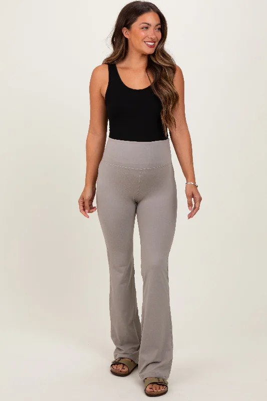 Light Grey Maternity Flared Leggings Comfortable Lounge Leggings