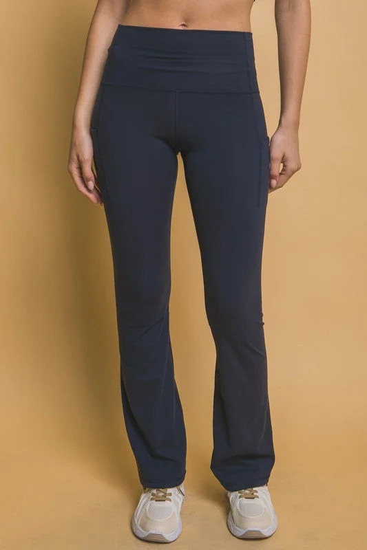 Love Tree High Waist Flare Active Leggings with Side Pockets Stylish Winter-Ready Leggings