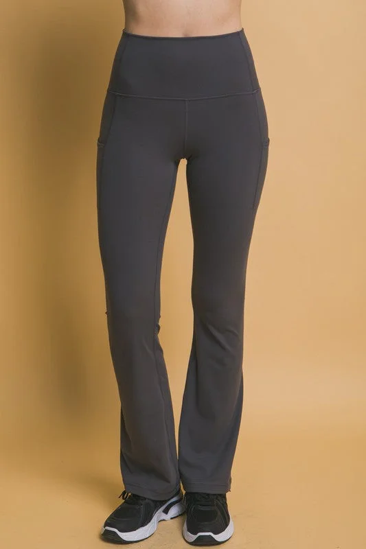 Love Tree High Waist Flare Leggings with Side Pockets Trendy Spandex Leggings