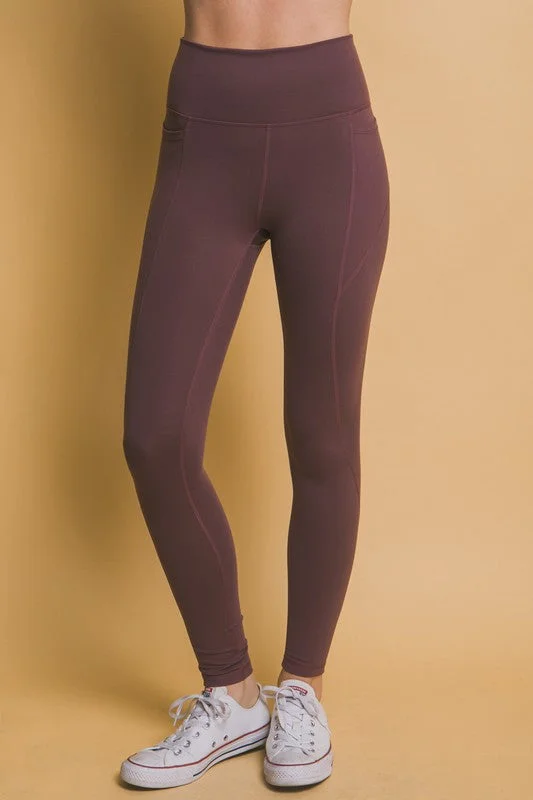 Love Tree High Waist Leggings with Side Pockets Comfortable Ribbed Waistband Leggings