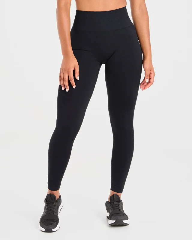 Power Seamless Leggings - Black Fashionable Sports Compression Leggings