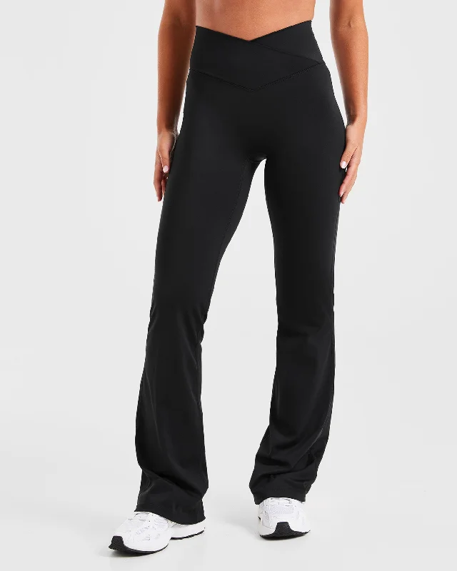 Sculpt Wrap Flared Leggings - Black Stylish Everyday Leggings